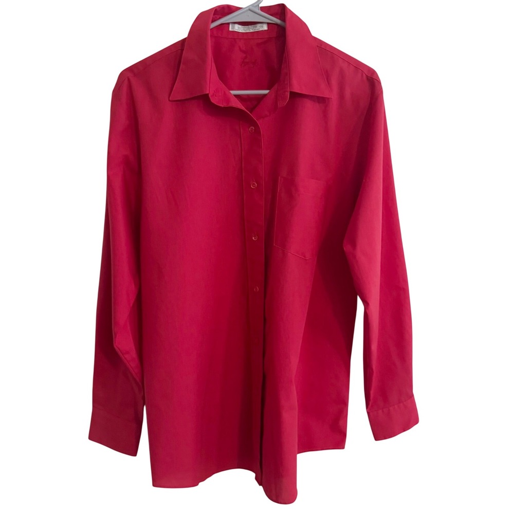 Foxcroft Wrinkle-Free Magenta Raspberry Button Front Shirt Size 14